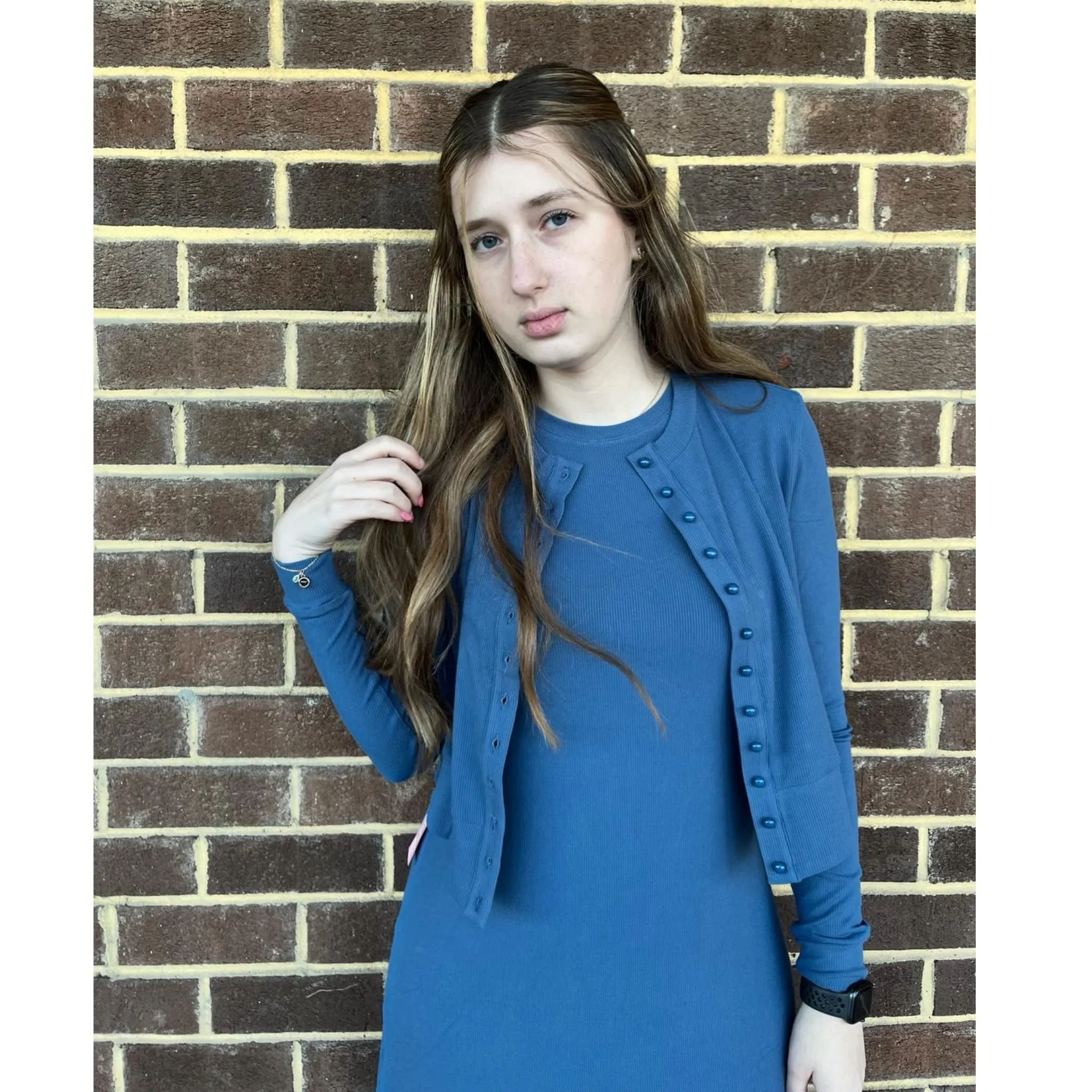 Sleeveless Rib Maxi Dress Denim Color Ava Lea