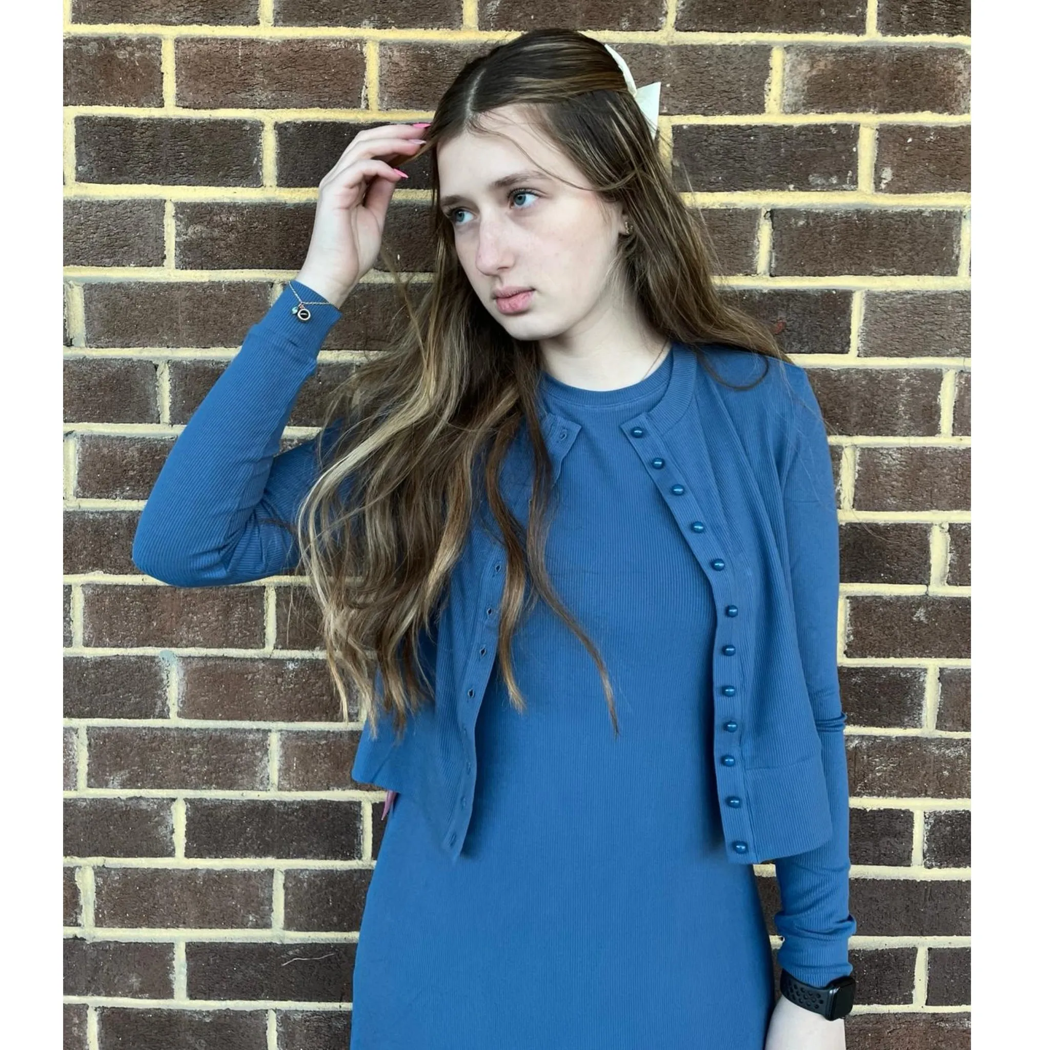 Sleeveless Rib Maxi Dress Denim Color Ava Lea