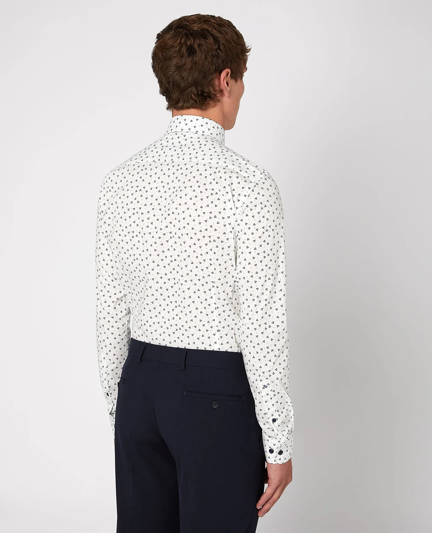 Slim Fit Print Cotton-Blend Stretch Shirt