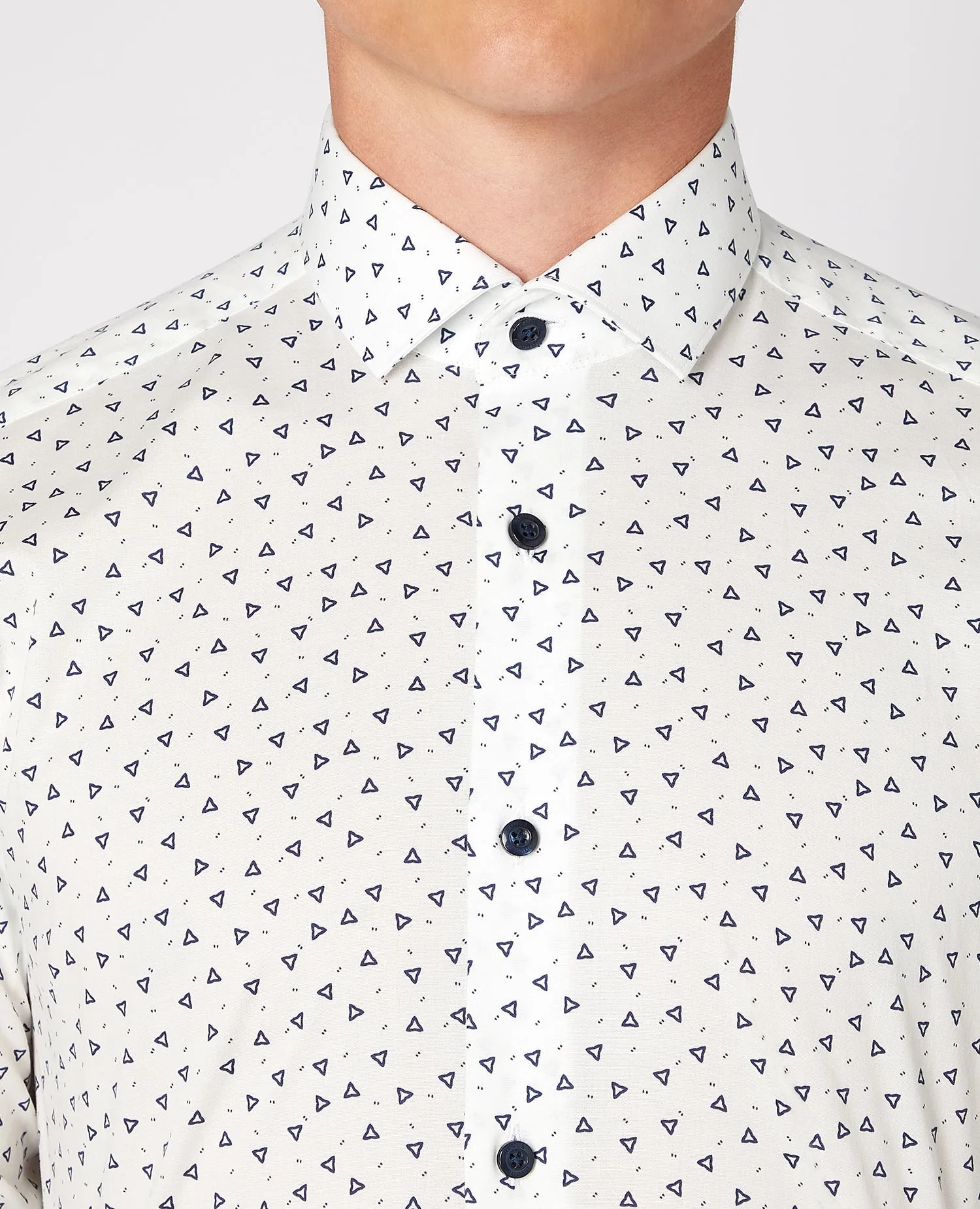 Slim Fit Print Cotton-Blend Stretch Shirt