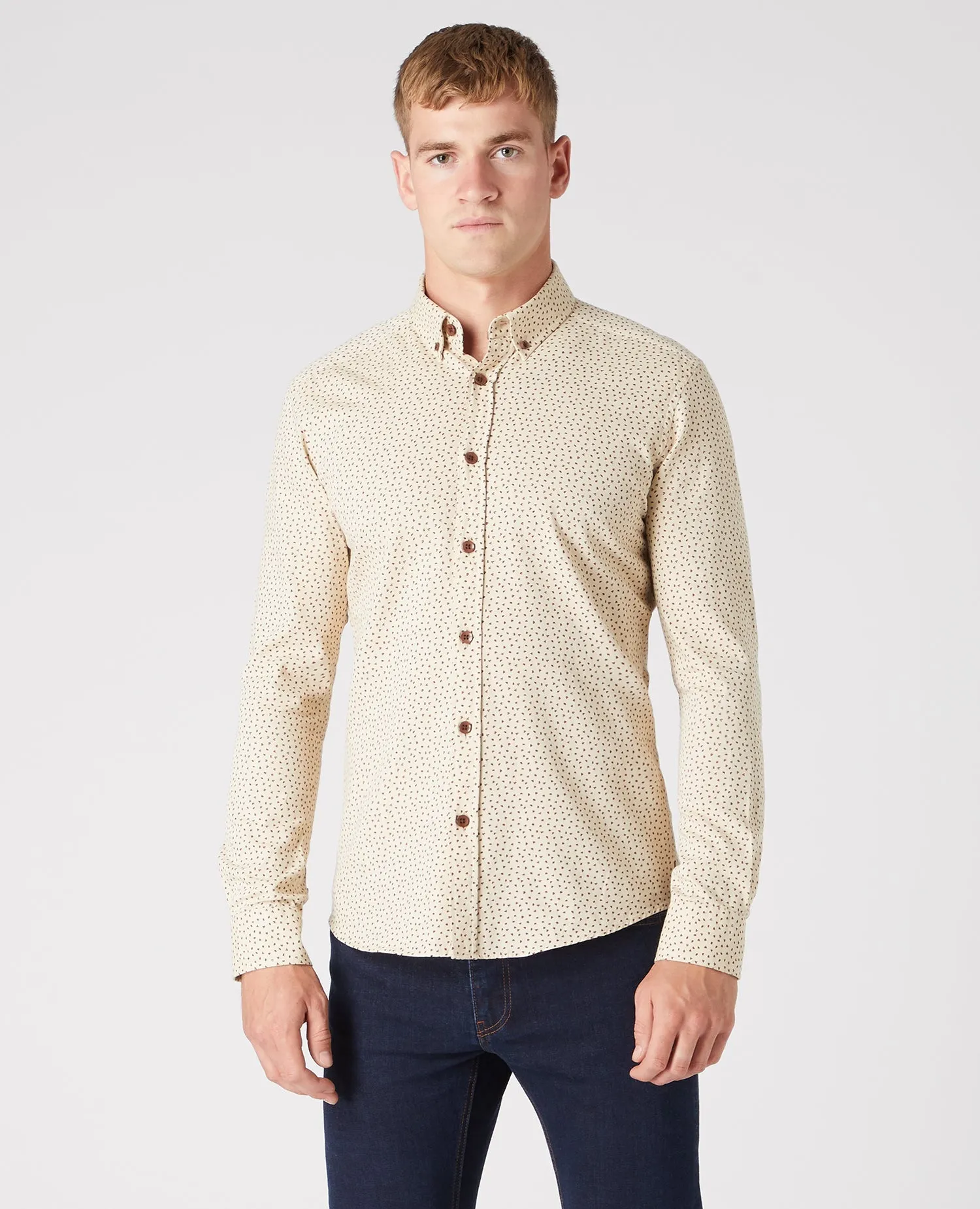 Slim Fit Print Cotton Shirt