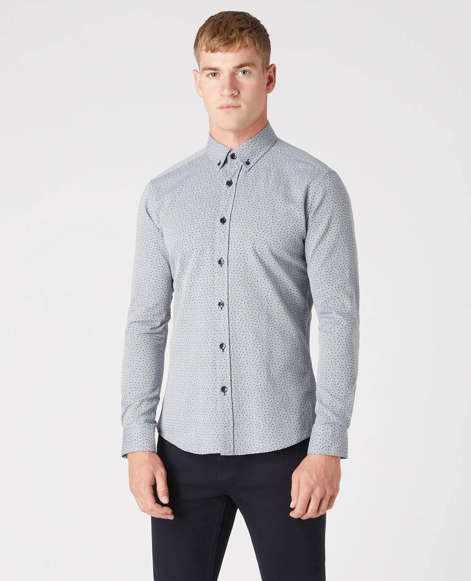 Slim Fit Print Cotton Shirt