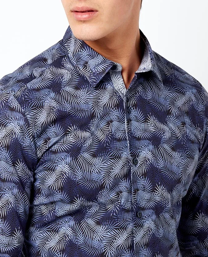 Slim Fit Printed Cotton Shirt