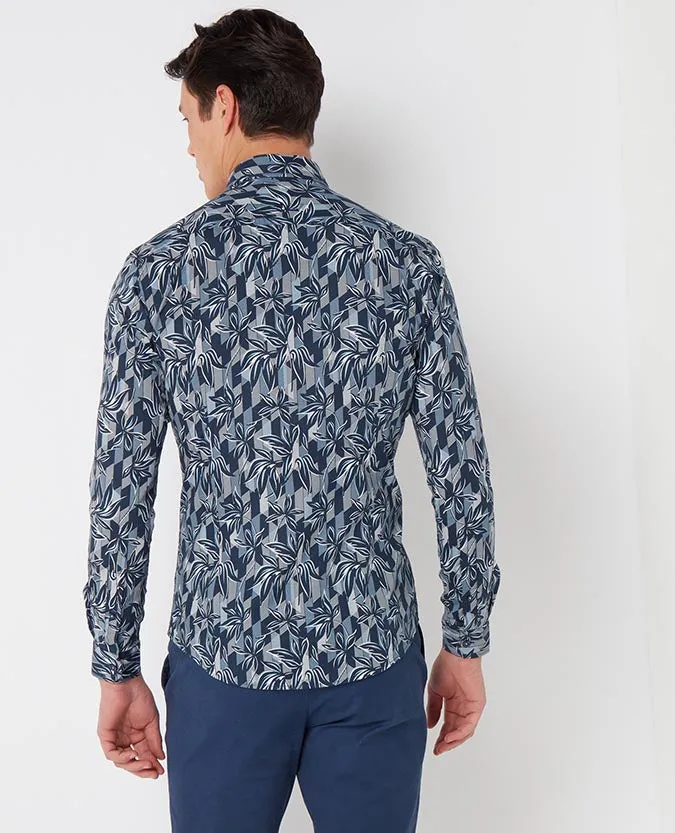 Slim Fit Printed Cotton-Stretch Shirt