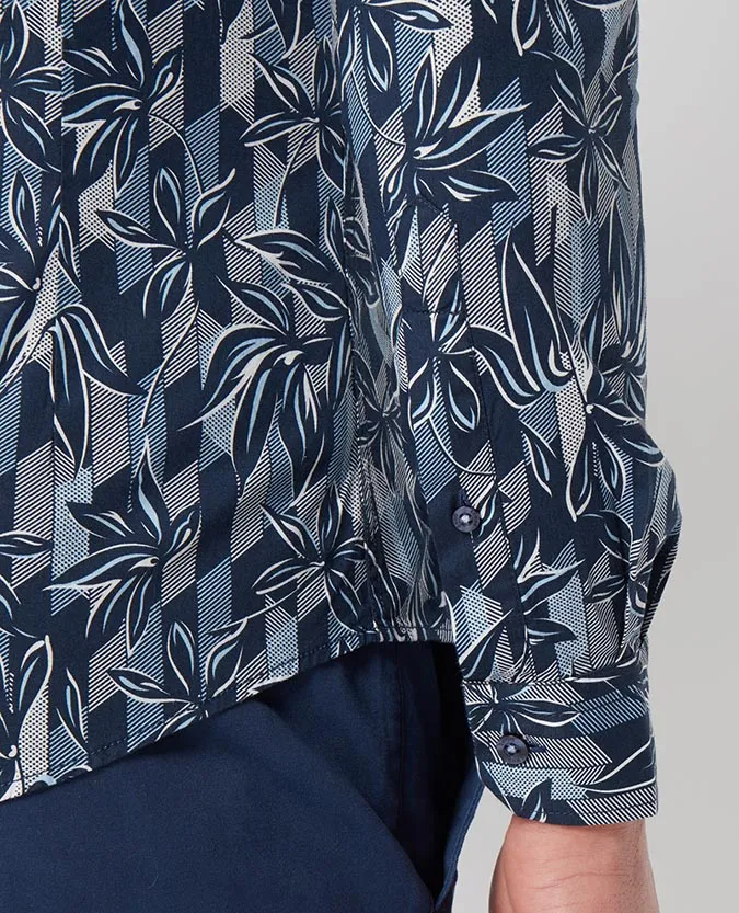 Slim Fit Printed Cotton-Stretch Shirt
