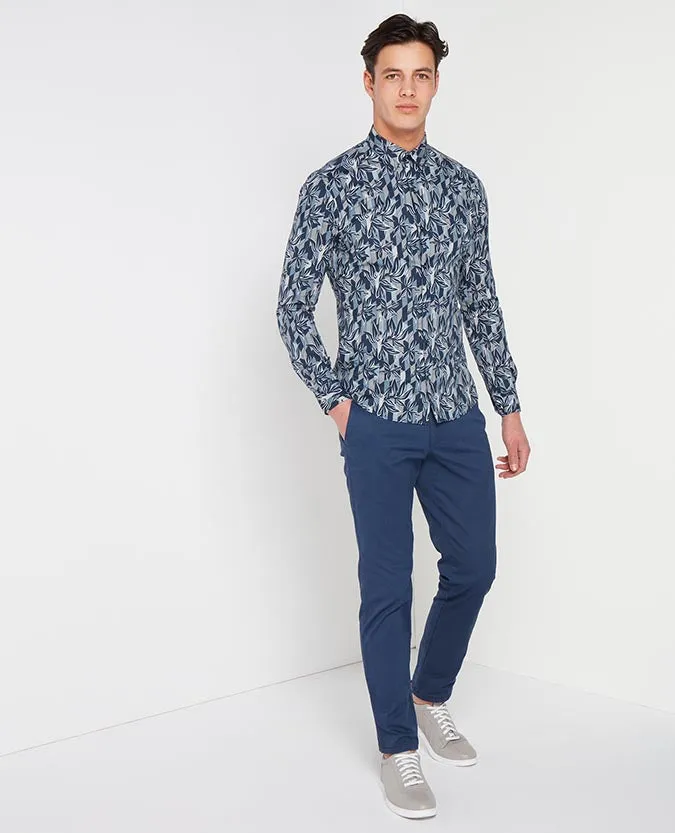 Slim Fit Printed Cotton-Stretch Shirt