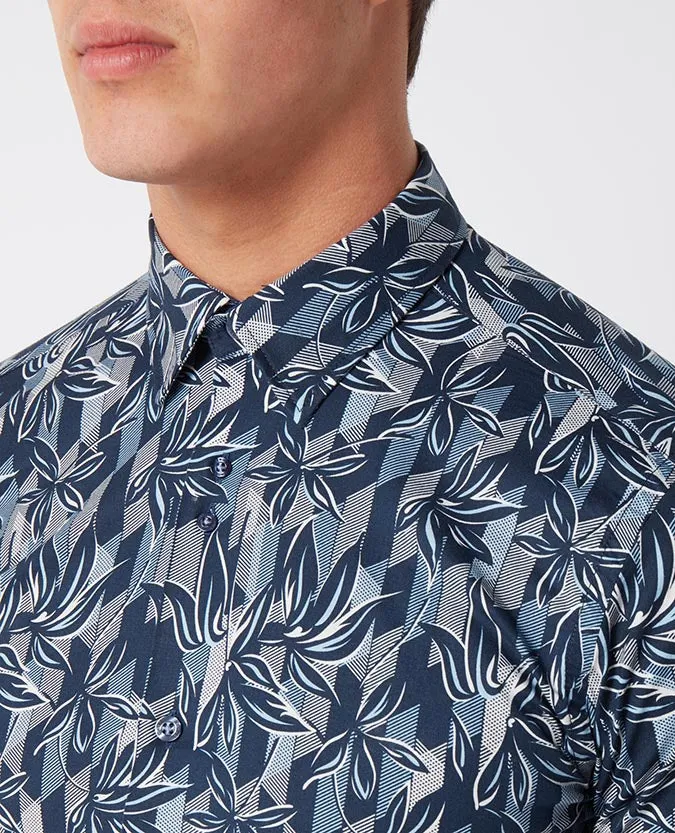 Slim Fit Printed Cotton-Stretch Shirt