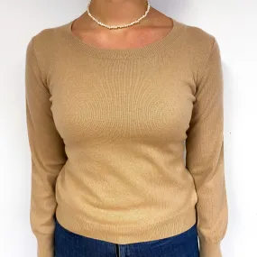Soft Caramel Brown Cashmere Crew Neck Jumper Small
