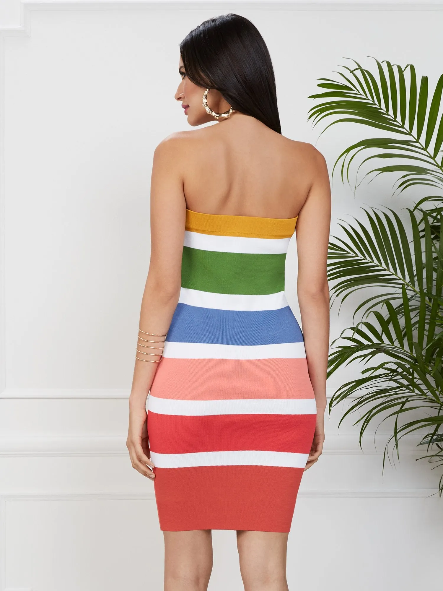 Strapless Stripe Sweater Dress