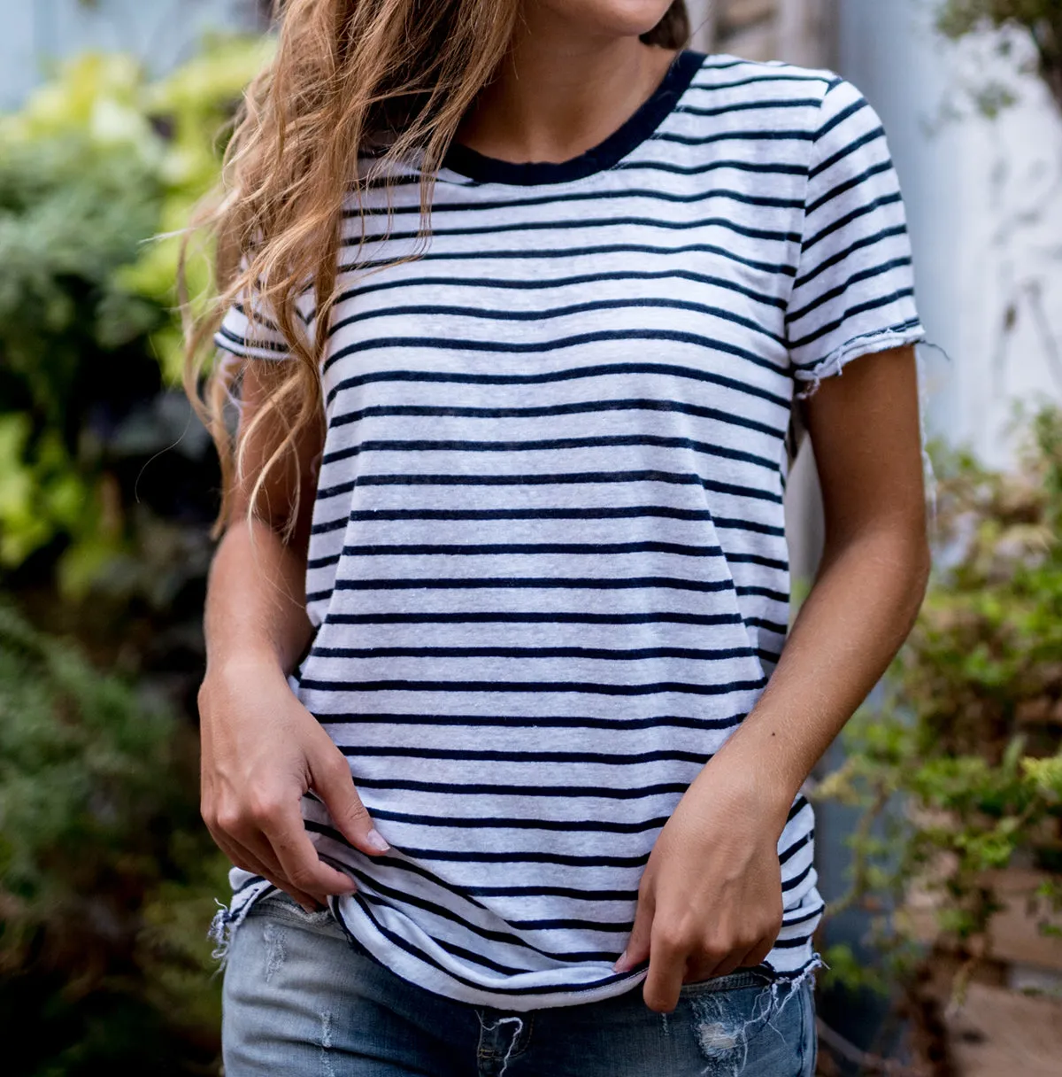 Striped Crew Linen T-Shirt