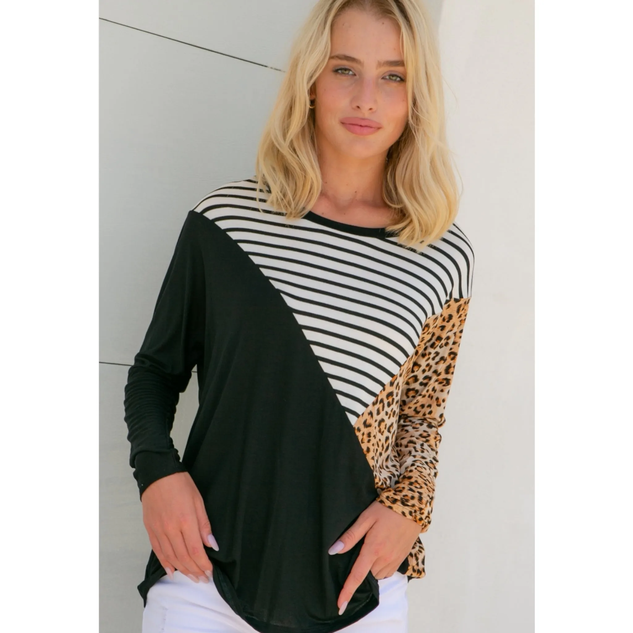 Striped Leopard Combo Tshirt
