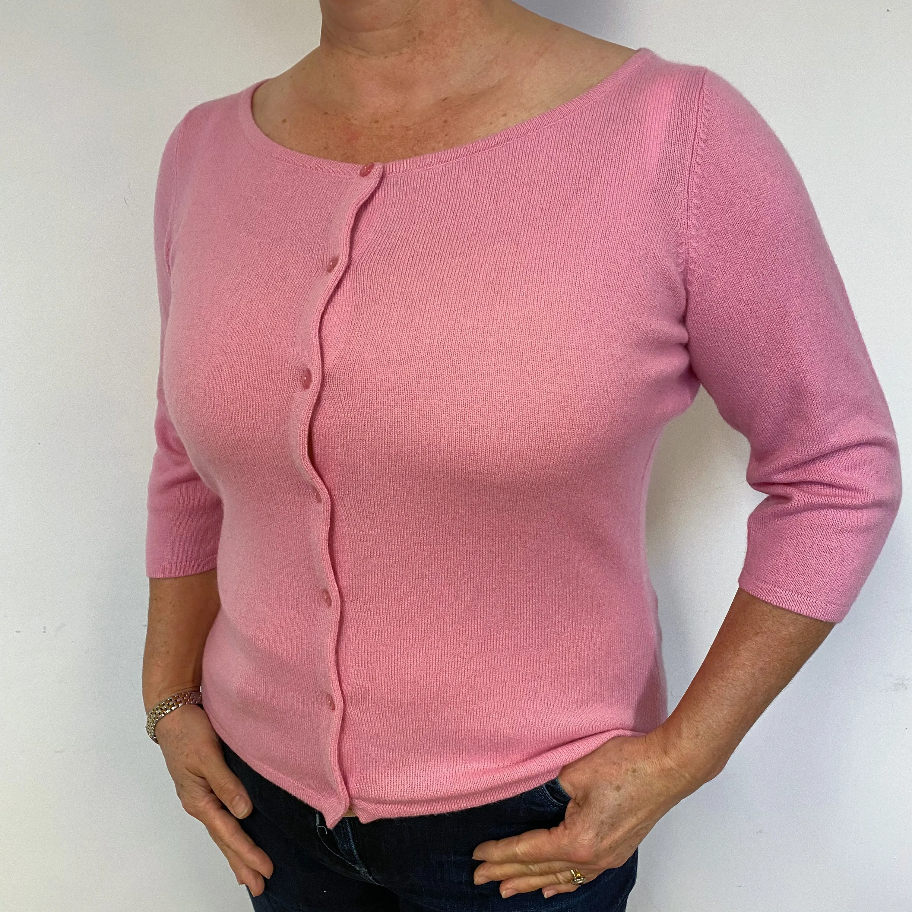Sugar Mouse Pink Cashmere Crew Neck Cardigan Large