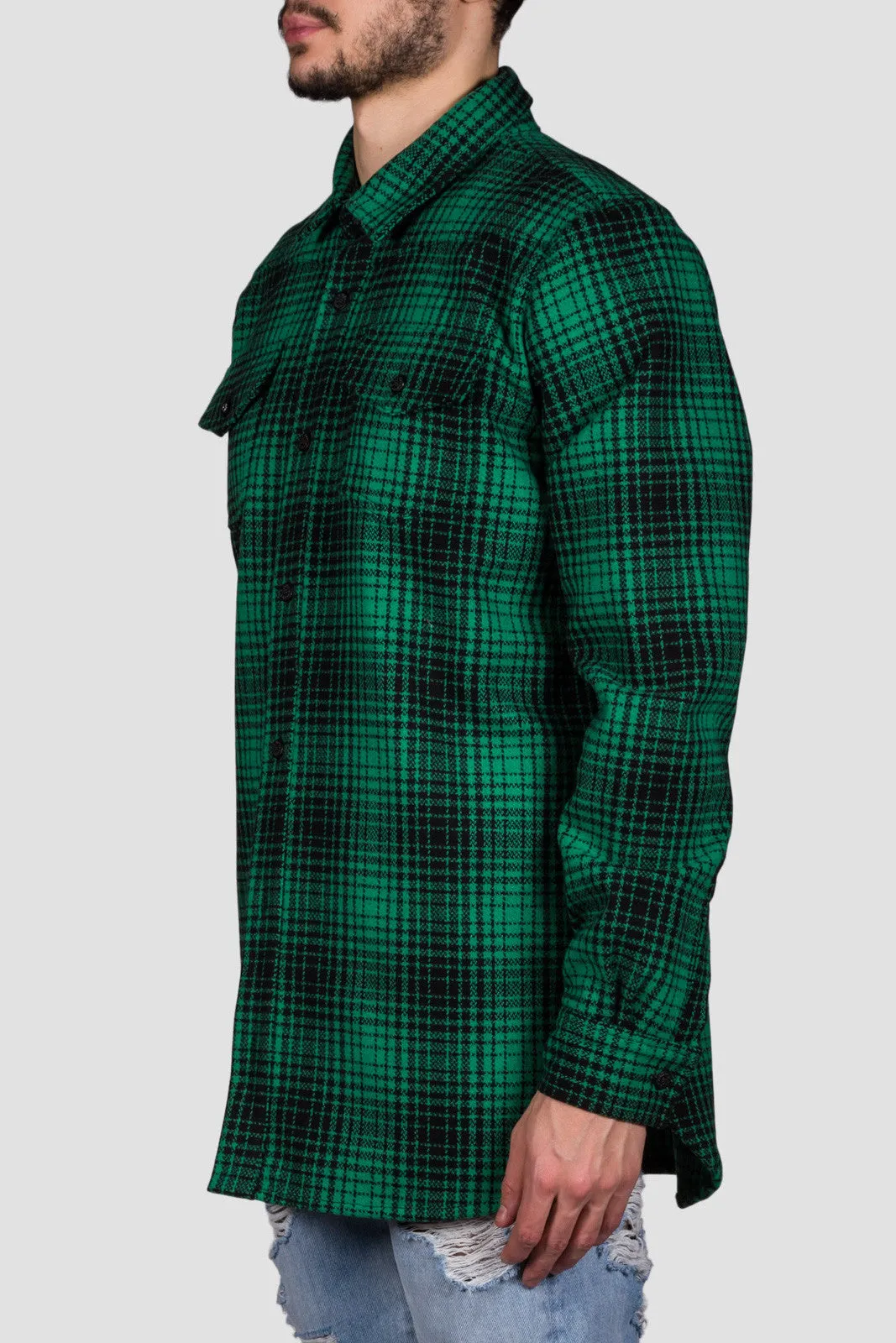 Tartan Shirt Green/Black Diag All Over W