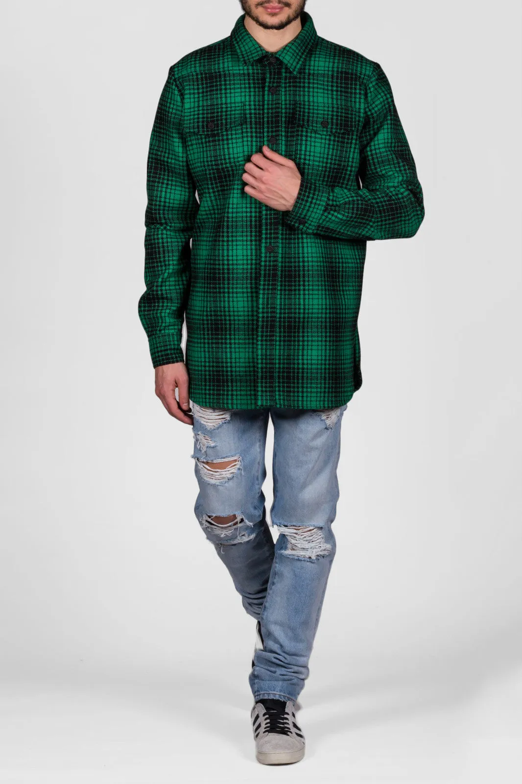 Tartan Shirt Green/Black Diag All Over W