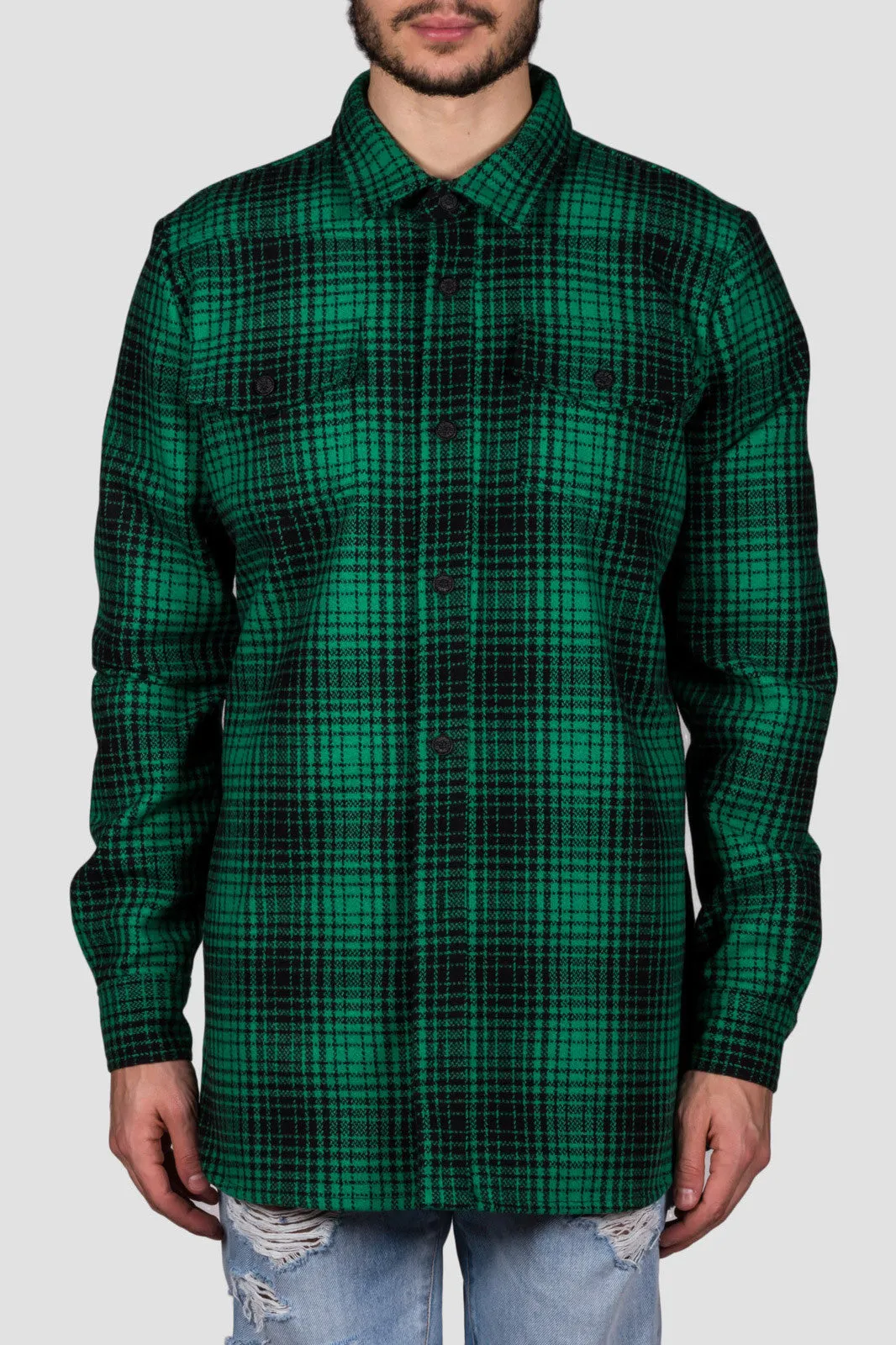 Tartan Shirt Green/Black Diag All Over W