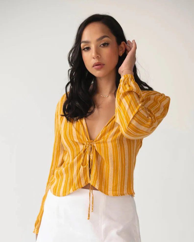 The Aida Top Mustard Stripes