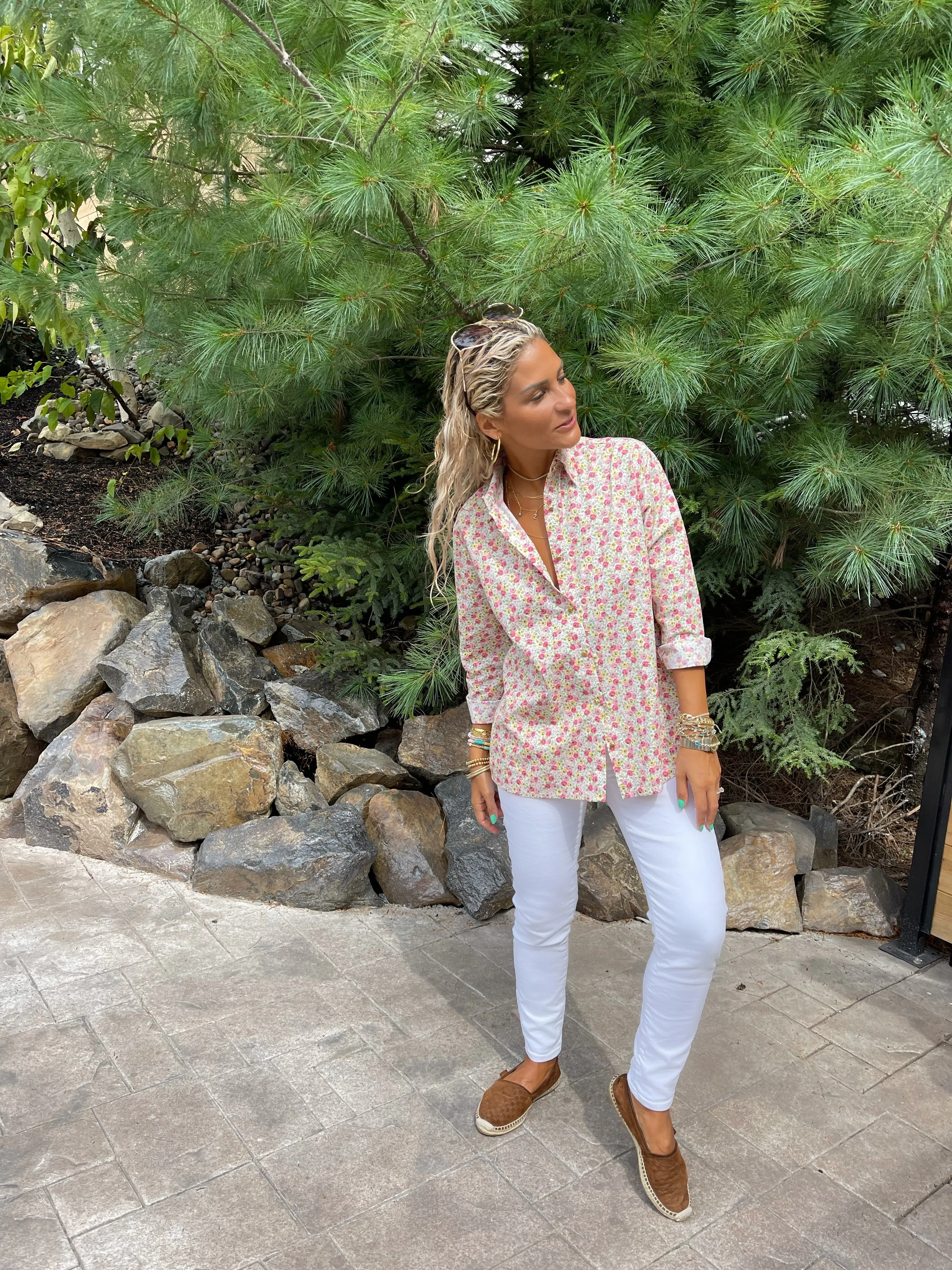 The Boyfriend Shirt in Cream Floral