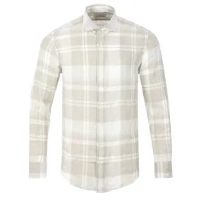 Thomas Maine Linen Check Shirt in Beige