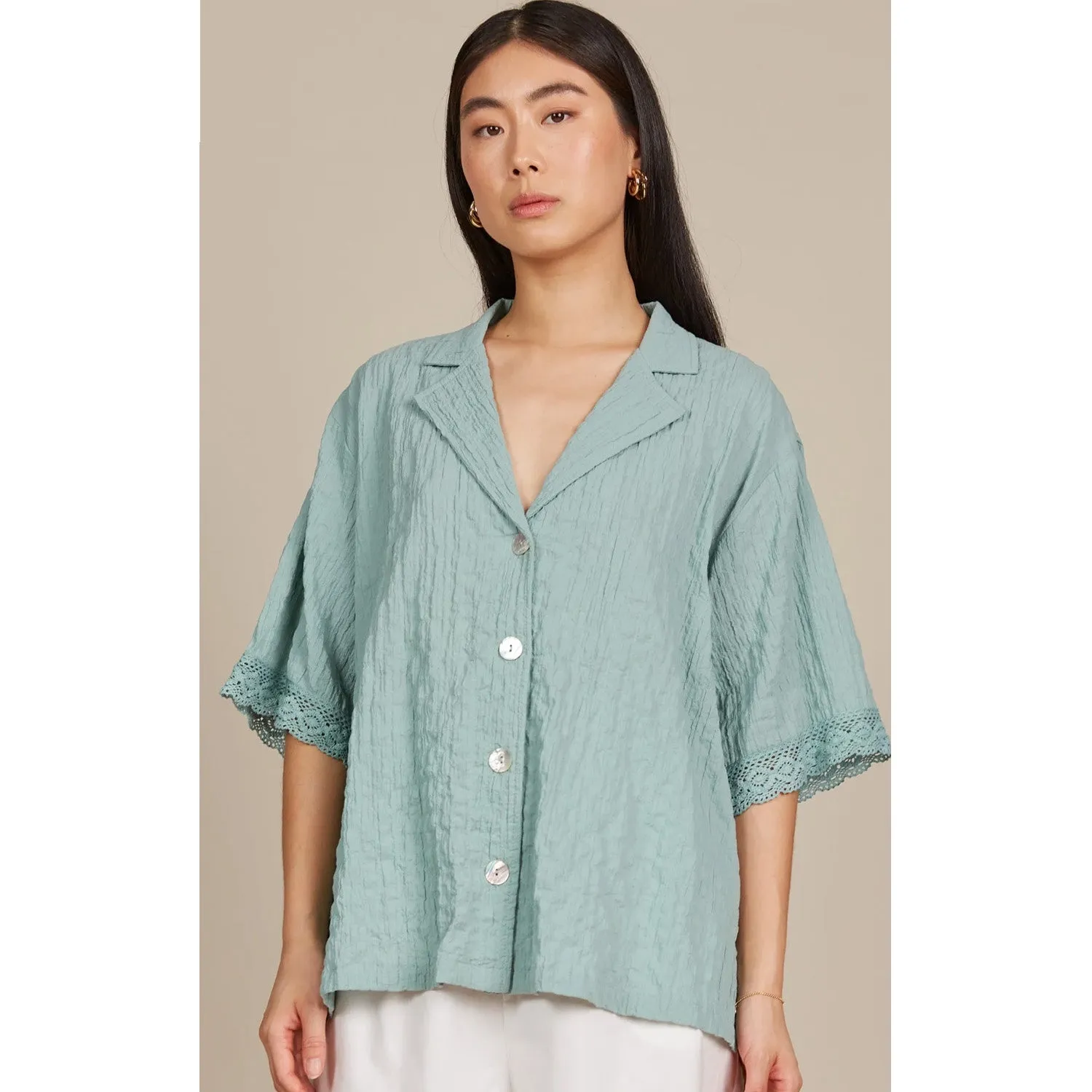 Top Fleur Shirt - Seafoam