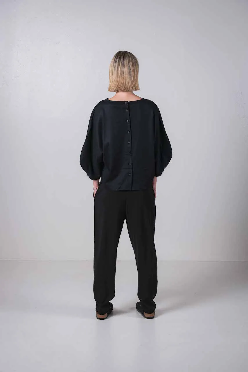 Transit Par Such Black Drop Sleeve Top