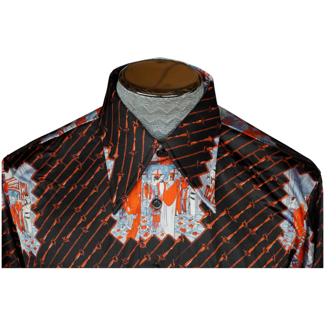 Vintage Mens 70s Shirt Disco Party NWOT Novelty Print Jersey Size L