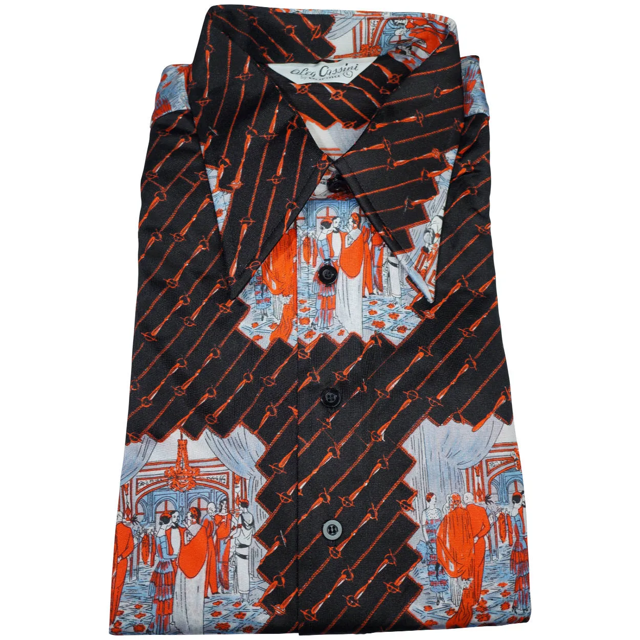 Vintage Mens 70s Shirt Disco Party NWOT Novelty Print Jersey Size L