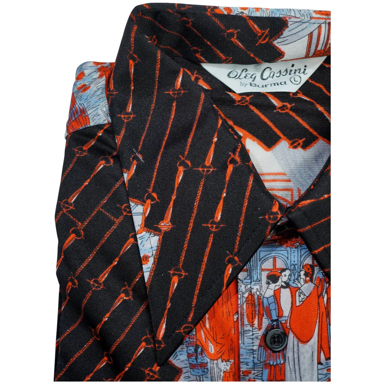Vintage Mens 70s Shirt Disco Party NWOT Novelty Print Jersey Size L