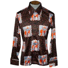Vintage Mens 70s Shirt Disco Party NWOT Novelty Print Jersey Size L