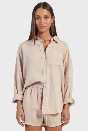 (W) Hampton Linen Shirt in Rose Cloud