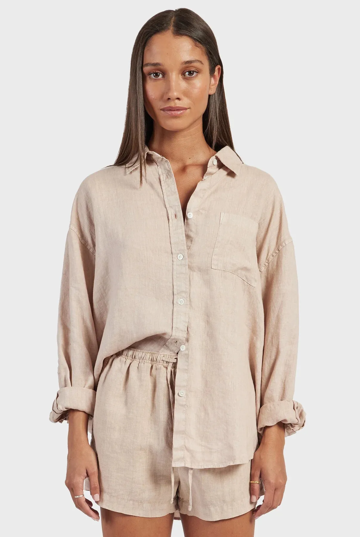 (W) Hampton Linen Shirt in Rose Cloud