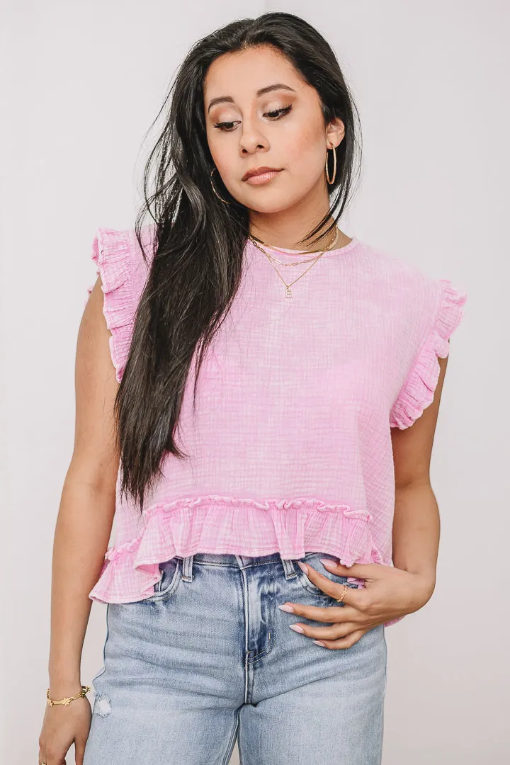 Whimsy Ruffle Top | Sweet Pink