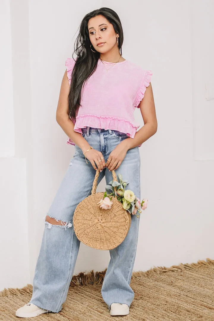 Whimsy Ruffle Top | Sweet Pink