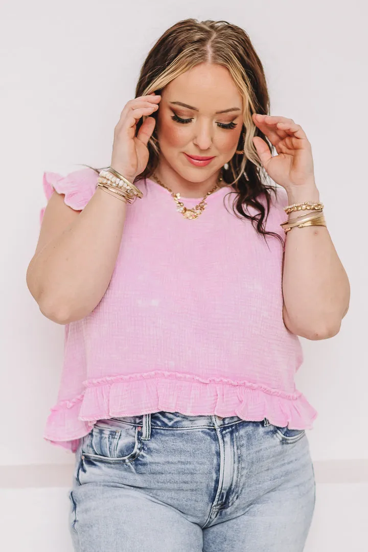 Whimsy Ruffle Top | Sweet Pink