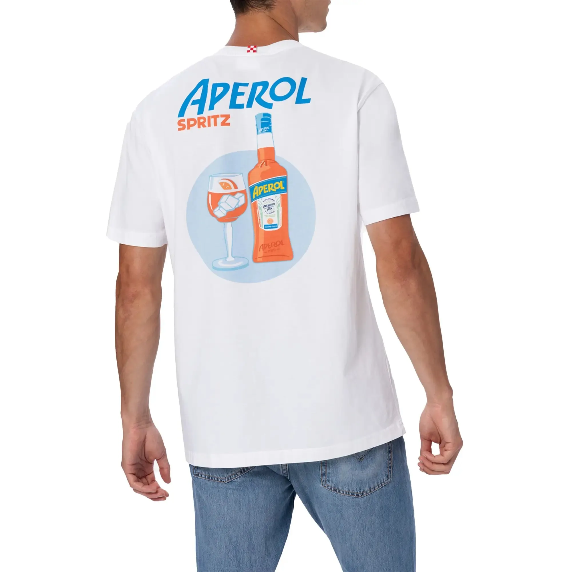 WHITE COTTON T-SHIRT WITH APEROL PRINT | MC2 SAINT BARTH