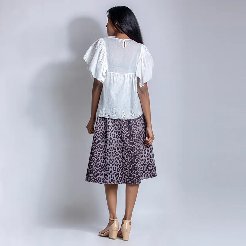 White Cut Work Top