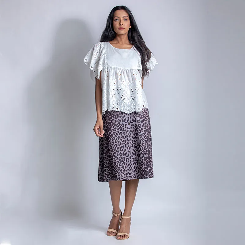 White Cut Work Top