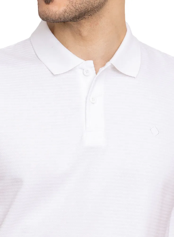 White Ribbed Polo