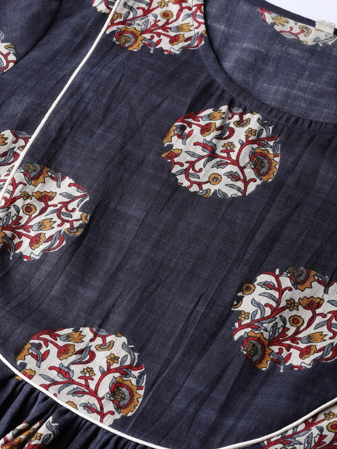Women Navy Blue & Grey Printed Tunic