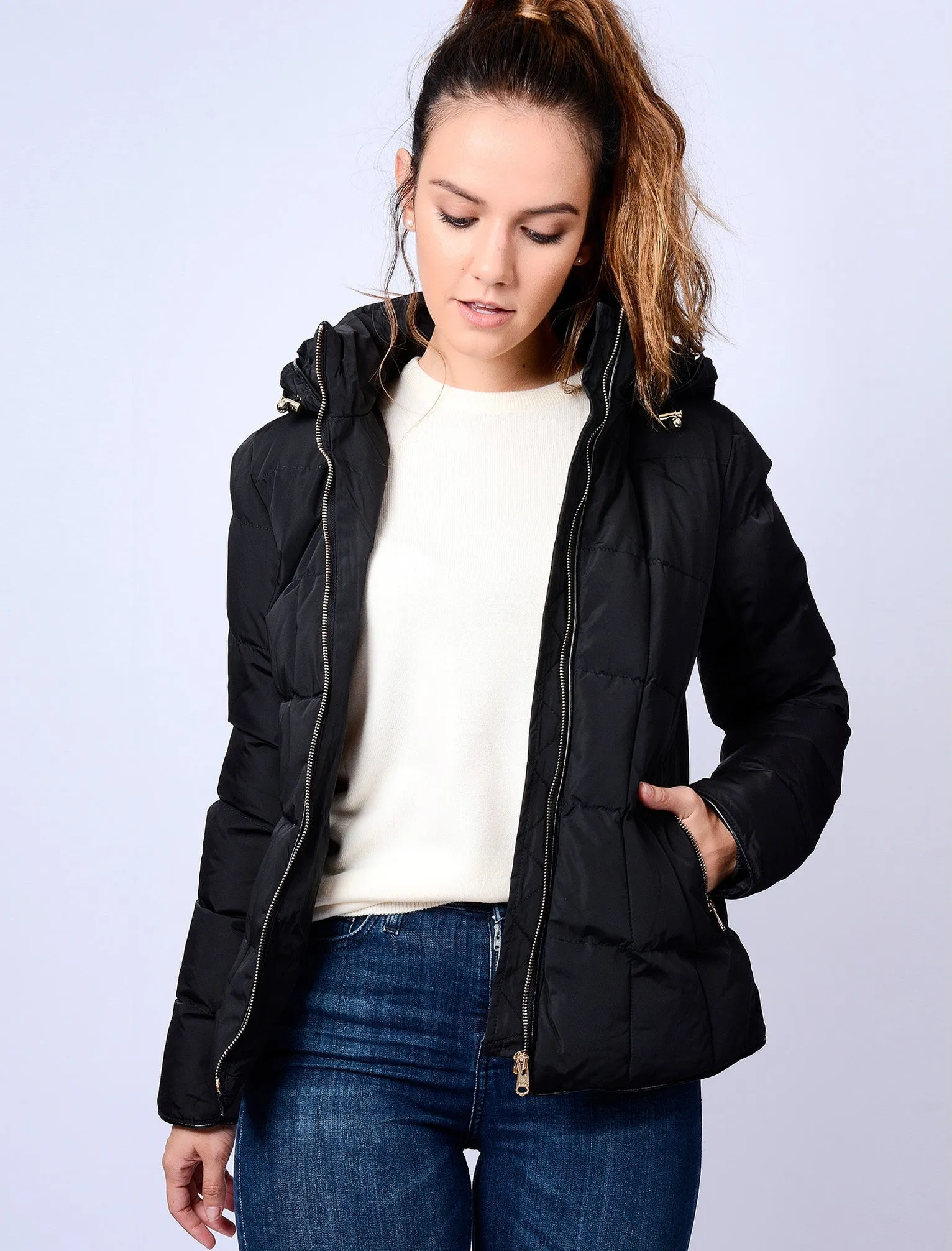 Wookie Quilted Hooded Jacket in Black - Tokyo Laundry