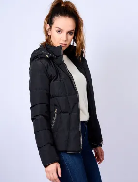 Wookie Quilted Hooded Jacket in Black - Tokyo Laundry